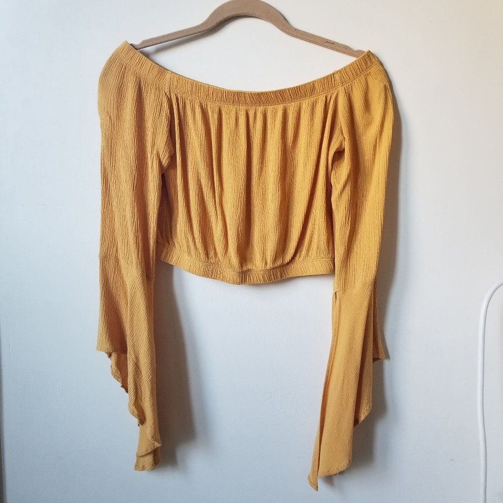 Blue Blush Mustard Bohemian Crop Top